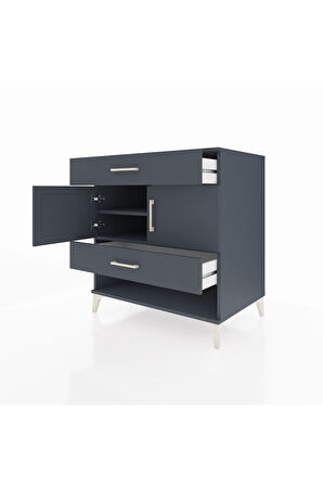 Kronos Şifonyer 2 Raflı 2 Çekmeceli 2 Kapaklı 88x59x96 Antrasit-Antrasit