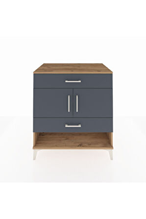 Kronos Şifonyer 2 Raflı 2 Çekmeceli 2 Kapaklı 88x59x96 Çam-Antrasit