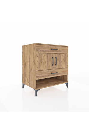 Kronos Şifonyer 2 Raflı 2 Çekmeceli 2 Kapaklı 88x59x96 Çam-Çam