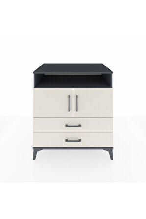 Kronos Şifonyer 3 Raflı 2 Çekmeceli 2 Kapaklı 88x59x96 Antrasit-Aytaşı