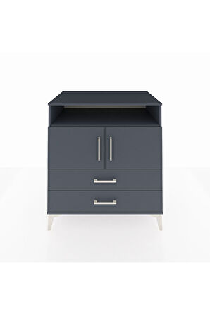 Kronos Şifonyer 3 Raflı 2 Çekmeceli 2 Kapaklı 88x59x96 Antrasit-Antrasit