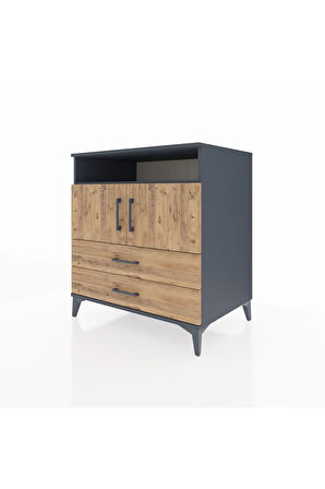 Kronos Şifonyer 3 Raflı 2 Çekmeceli 2 Kapaklı 88x59x96 Antrasit-Çam