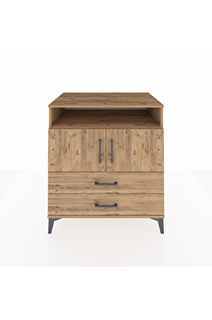 Kronos Şifonyer 3 Raflı 2 Çekmeceli 2 Kapaklı 88x59x96 Çam-Çam