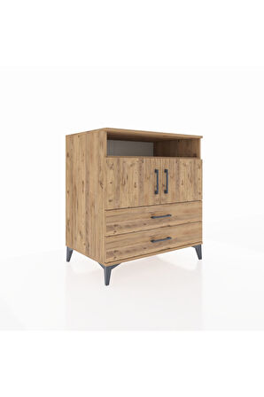 Kronos Şifonyer 3 Raflı 2 Çekmeceli 2 Kapaklı 88x59x96 Çam-Çam