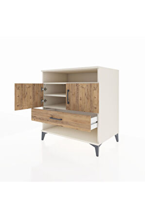 Kronos Şifonyer 3 Raflı Tek Çekmeceli 2 Kapaklı 88x59x96 Aytaşı-Çam