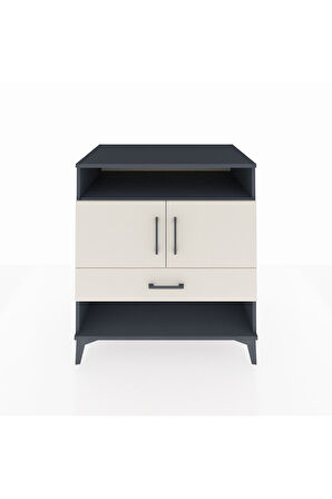 Kronos Şifonyer 3 Raflı Tek Çekmeceli 2 Kapaklı 88x59x96 Antrasit-Aytaşı