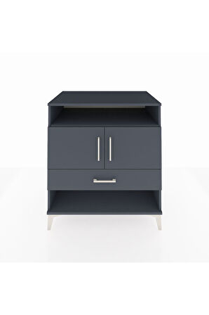 Kronos Şifonyer 3 Raflı Tek Çekmeceli 2 Kapaklı 88x59x96 Antrasit-Antrasit