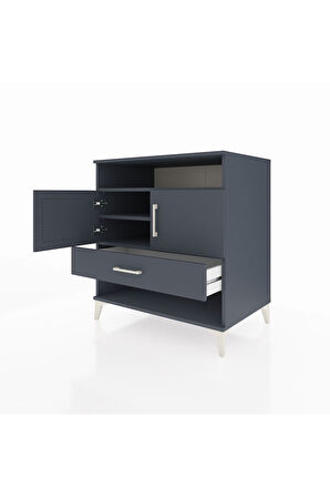 Kronos Şifonyer 3 Raflı Tek Çekmeceli 2 Kapaklı 88x59x96 Antrasit-Antrasit