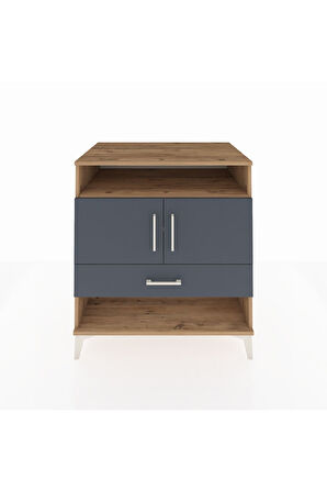 Kronos Şifonyer 3 Raflı Tek Çekmeceli 2 Kapaklı 88x59x96 Çam-Antrasit