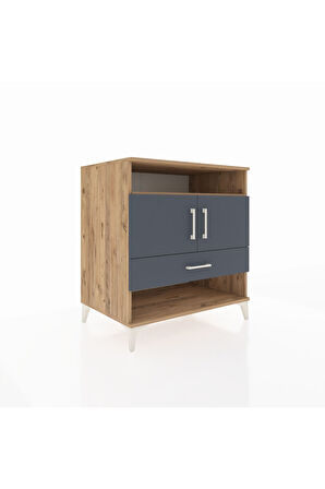 Kronos Şifonyer 3 Raflı Tek Çekmeceli 2 Kapaklı 88x59x96 Çam-Antrasit