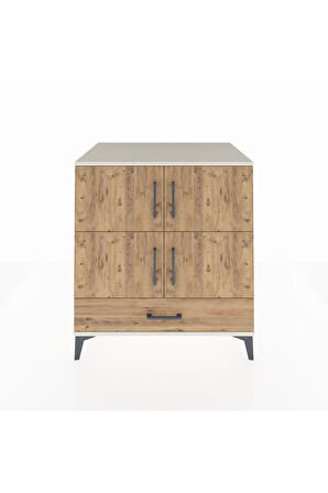 Kronos Şifonyer 4 Raflı Tek Çekmeceli 4 Kapaklı 88x59x96 Aytaşı-Çam