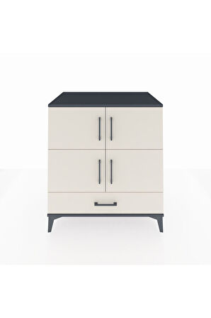 Kronos Şifonyer 4 Raflı Tek Çekmeceli 4 Kapaklı 88x59x96 Antrasit-Aytaşı