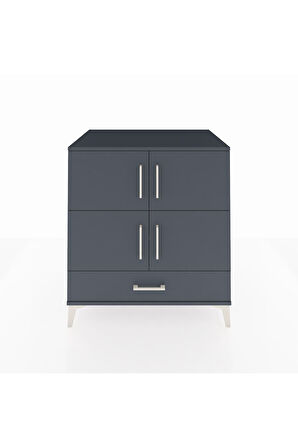 Kronos Şifonyer 4 Raflı Tek Çekmeceli 4 Kapaklı 88x59x96 Antrasit-Antrasit