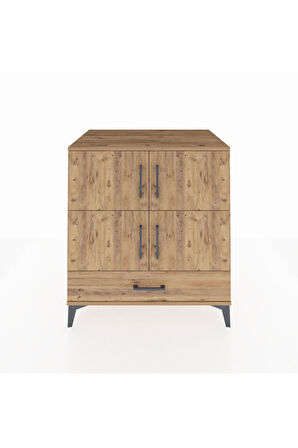 Kronos Şifonyer 4 Raflı Tek Çekmeceli 4 Kapaklı 88x59x96 Çam-Çam