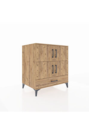 Kronos Şifonyer 4 Raflı Tek Çekmeceli 4 Kapaklı 88x59x96 Çam-Çam