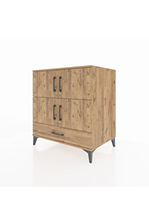 Kronos Şifonyer 4 Raflı Tek Çekmeceli 4 Kapaklı 88x59x96 Çam-Çam