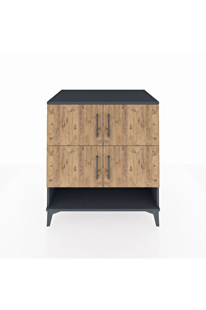 Kronos Şifonyer 4 Raflı 4 Kapaklı 88x59x96 Antrasit-Çam