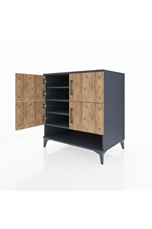 Kronos Şifonyer 4 Raflı 4 Kapaklı 88x59x96 Antrasit-Çam