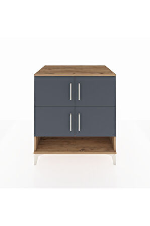 Kronos Şifonyer 4 Raflı 4 Kapaklı 88x59x96 Çam-Antrasit