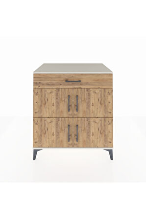 Kronos Şifonyer 3 Raflı Tek Çekmeceli 4 Kapaklı 88x59x96 Aytaşı-Çam