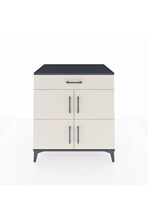 Kronos Şifonyer 3 Raflı Tek Çekmeceli 4 Kapaklı 88x59x96 Antrasit-Aytaşı