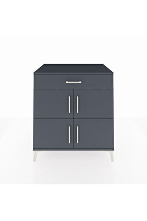 Kronos Şifonyer 3 Raflı Tek Çekmeceli 4 Kapaklı 88x59x96 Antrasit-Antrasit