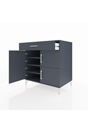 Kronos Şifonyer 3 Raflı Tek Çekmeceli 4 Kapaklı 88x59x96 Antrasit-Antrasit