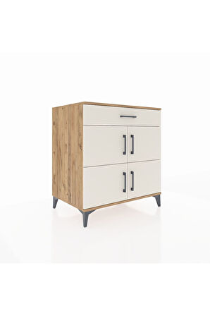 Kronos Şifonyer 3 Raflı Tek Çekmeceli 4 Kapaklı 88x59x96 Çam-Aytaşı
