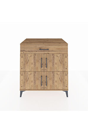 Kronos Şifonyer 3 Raflı Tek Çekmeceli 4 Kapaklı 88x59x96 Çam-Çam