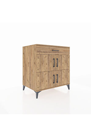 Kronos Şifonyer 3 Raflı Tek Çekmeceli 4 Kapaklı 88x59x96 Çam-Çam