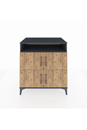 Kronos Şifonyer 4 Raflı 4 Kapaklı 88x59x96 Antrasit-Çam