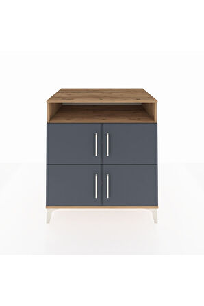 Kronos Şifonyer 4 Raflı 4 Kapaklı 88x59x96 Çam-Antrasit