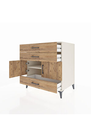 Kronos Şifonyer Tek Raflı 3 Çekmeceli 2 Kapaklı 88x59x96 Aytaşı-Çam