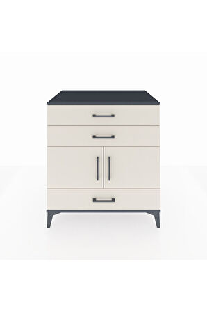 Kronos Şifonyer Tek Raflı 3 Çekmeceli 2 Kapaklı 88x59x96 Antrasit-Aytaşı