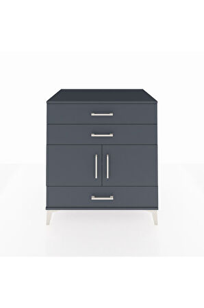 Kronos Şifonyer Tek Raflı 3 Çekmeceli 2 Kapaklı 88x59x96 Antrasit-Antrasit