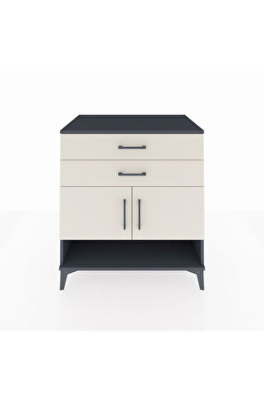 Kronos Şifonyer 2 Raflı 2 Çekmeceli 2 Kapaklı 88x59x96 Antrasit-Aytaşı