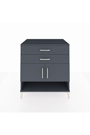 Kronos Şifonyer 2 Raflı 2 Çekmeceli 2 Kapaklı 88x59x96 Antrasit-Antrasit