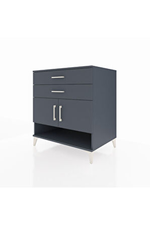 Kronos Şifonyer 2 Raflı 2 Çekmeceli 2 Kapaklı 88x59x96 Antrasit-Antrasit