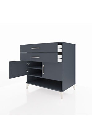 Kronos Şifonyer 2 Raflı 2 Çekmeceli 2 Kapaklı 88x59x96 Antrasit-Antrasit