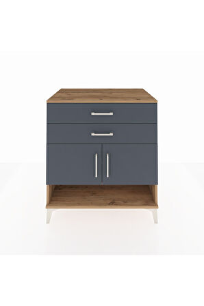 Kronos Şifonyer 2 Raflı 2 Çekmeceli 2 Kapaklı 88x59x96 Çam-Antrasit