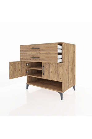 Kronos Şifonyer 2 Raflı 2 Çekmeceli 2 Kapaklı 88x59x96 Çam-Çam