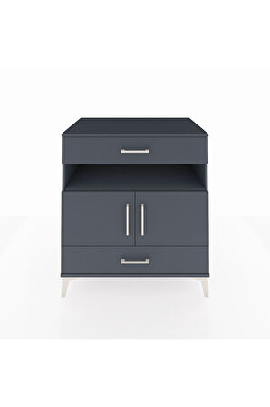 Kronos Şifonyer 2 Raflı 2 Çekmeceli 2 Kapaklı 88x59x96 Antrasit-Antrasit