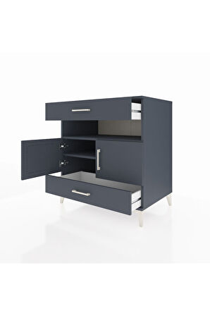 Kronos Şifonyer 2 Raflı 2 Çekmeceli 2 Kapaklı 88x59x96 Antrasit-Antrasit