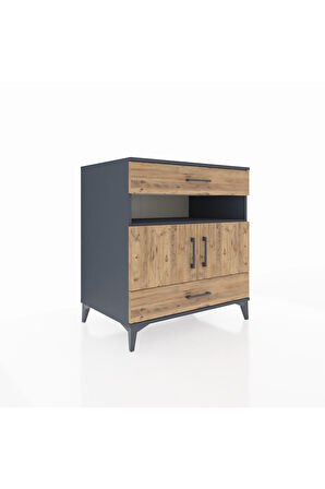 Kronos Şifonyer 2 Raflı 2 Çekmeceli 2 Kapaklı 88x59x96 Antrasit-Çam