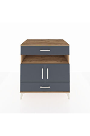 Kronos Şifonyer 2 Raflı 2 Çekmeceli 2 Kapaklı 88x59x96 Çam-Antrasit