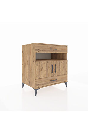 Kronos Şifonyer 2 Raflı 2 Çekmeceli 2 Kapaklı 88x59x96 Çam-Çam