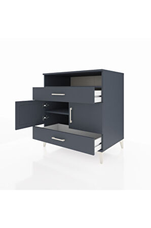 Kronos Şifonyer 2 Raflı 2 Çekmeceli 2 Kapaklı 88x59x96 Antrasit-Antrasit