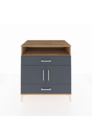 Kronos Şifonyer 2 Raflı 2 Çekmeceli 2 Kapaklı 88x59x96 Çam-Antrasit