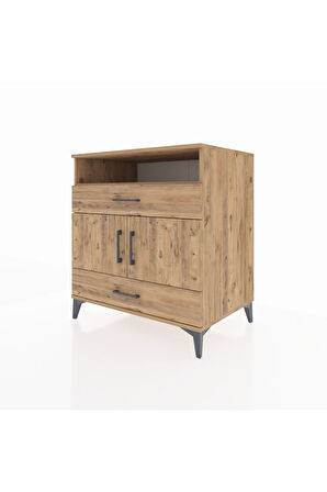 Kronos Şifonyer 2 Raflı 2 Çekmeceli 2 Kapaklı 88x59x96 Çam-Çam