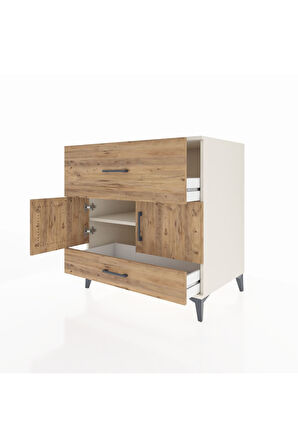 Kronos Şifonyer Tek Raflı 2 Çekmeceli 2 Kapaklı 88x59x96 Aytaşı-Çam